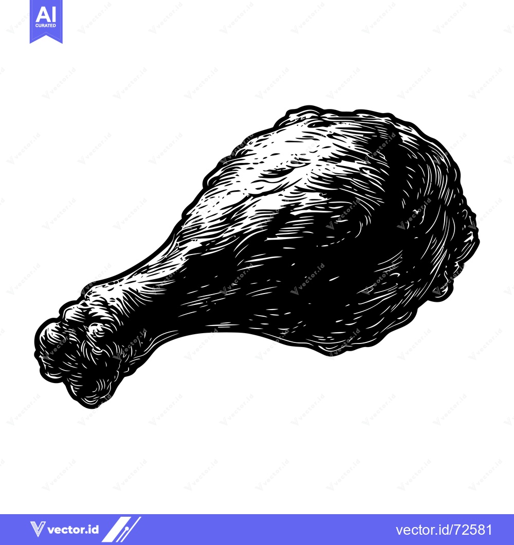 Premium Vector dari A black and white illustration of a chicken drumstick
