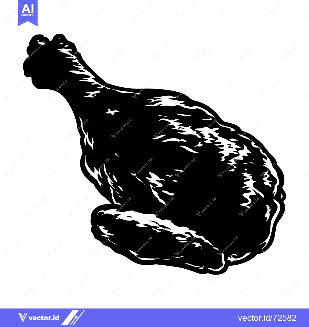 Premium Vector dari Black and White Illustration of a Chicken Leg