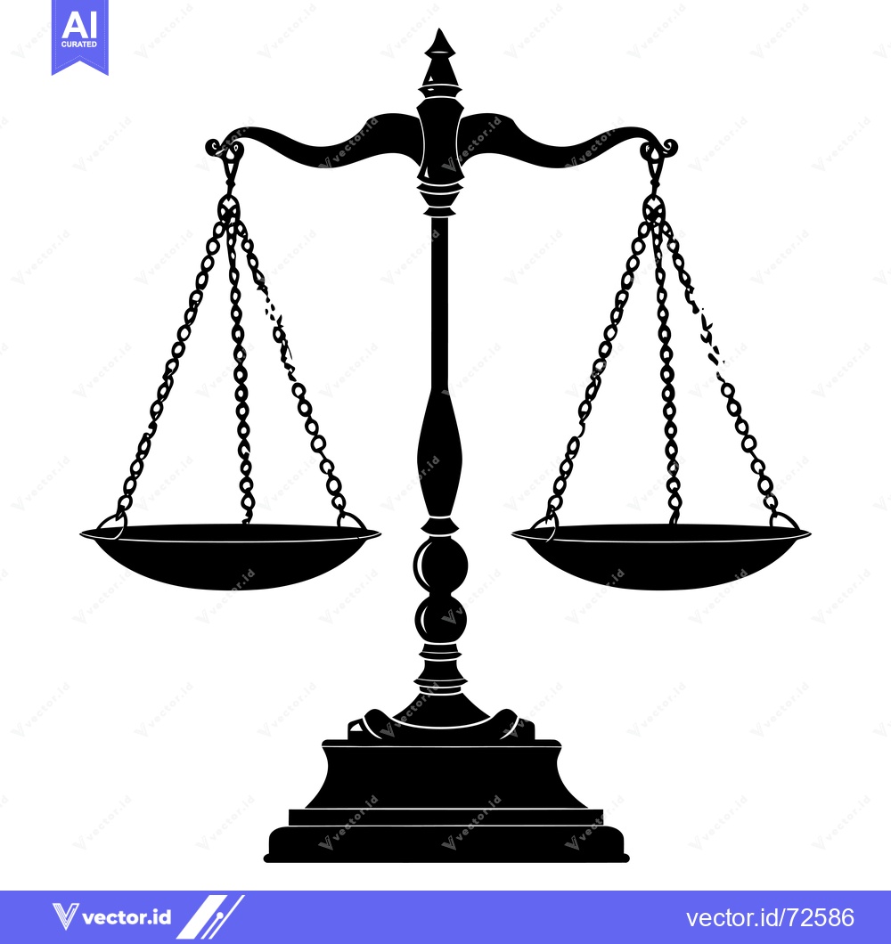 Premium Vector dari Black and White Silhouette of a Classic Balance Scale