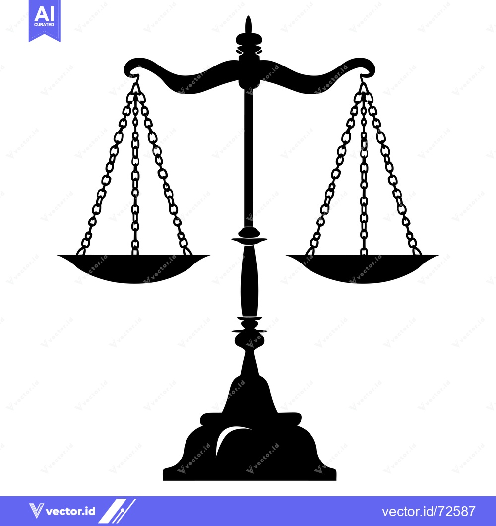 Premium Vector of Black and White Silhouette of a Scale of Justice