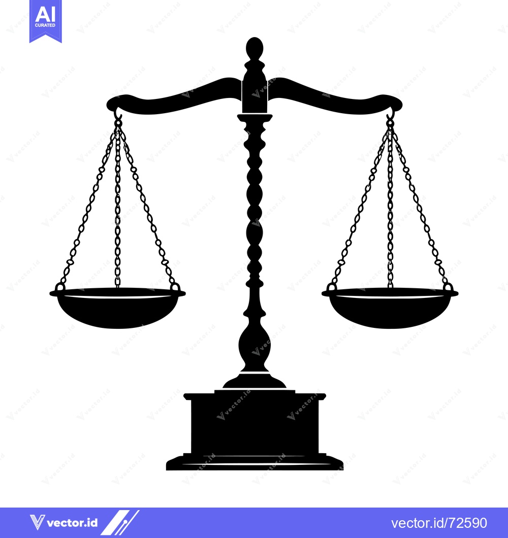 Premium Vector dari Black and White Silhouette of a Scale of Justice