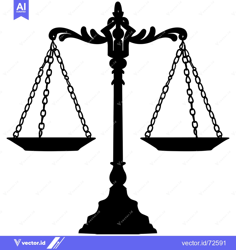 Premium Vector dari Black and White Silhouette of a Scale of Justice