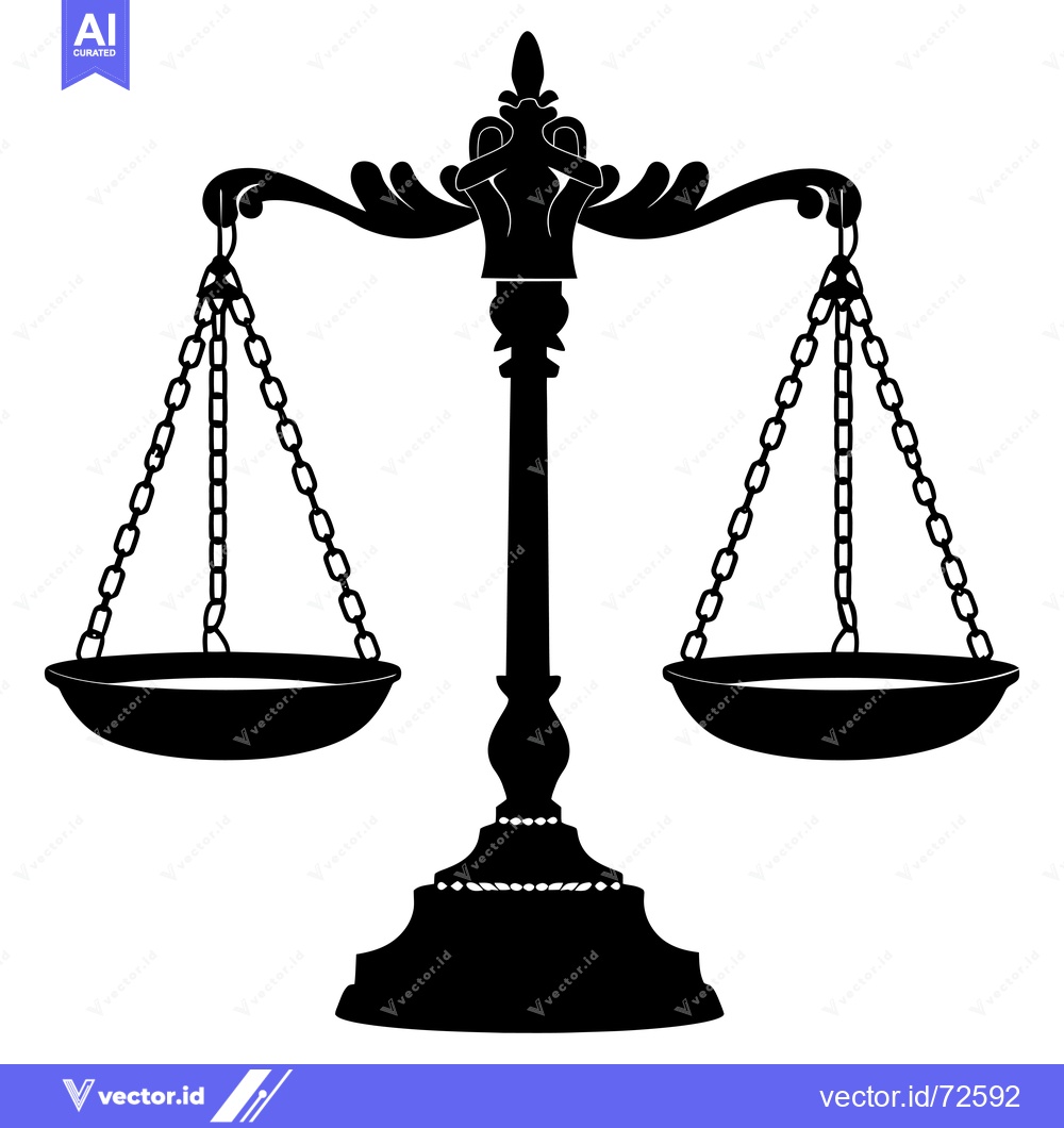 Premium Vector dari Ornate Silhouette of a Traditional Scales of Justice