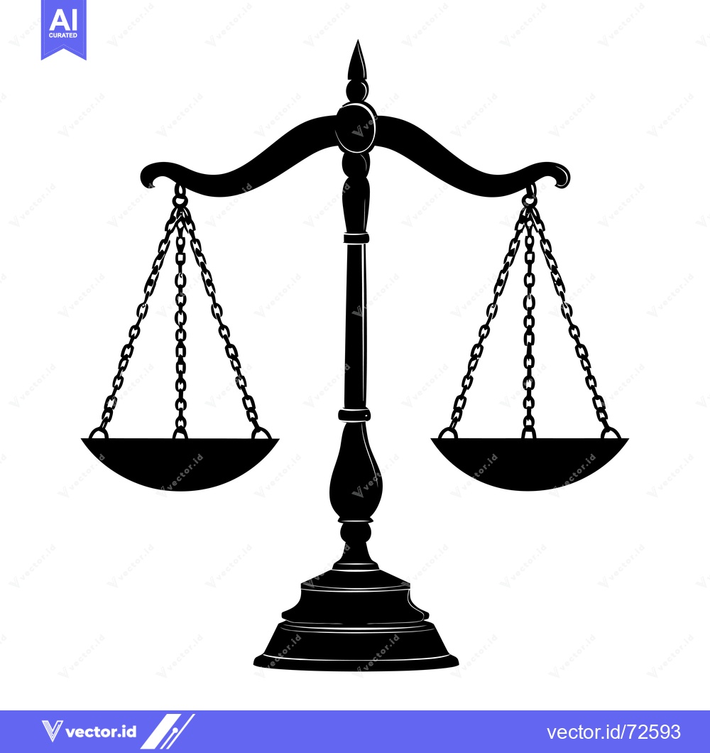 Premium Vector dari Black and white silhouette of a classic scale of justice