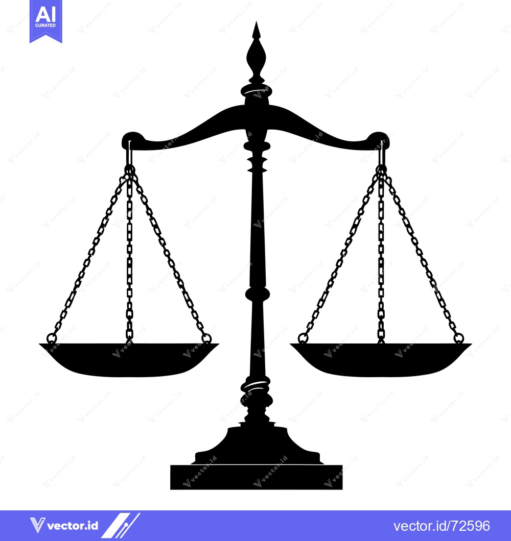 Premium Vector of Black and White Silhouette of a Scale of Justice