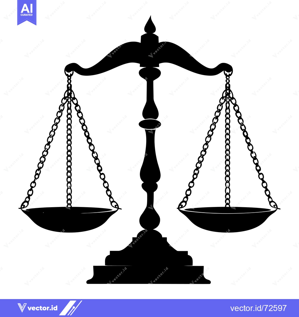 Premium Vector dari Black and White Silhouette of a Traditional Scale of Justice