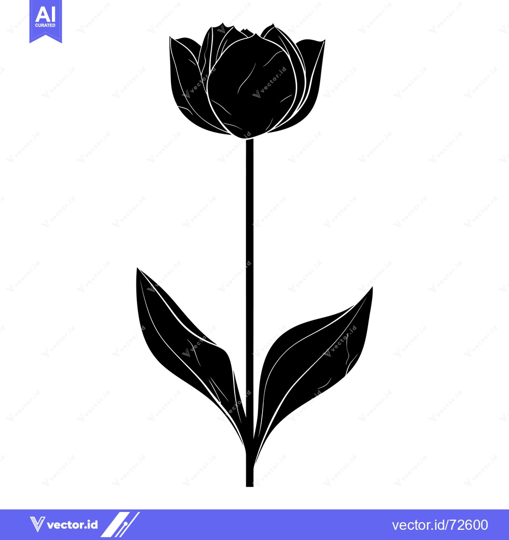 Premium Vector dari Black and White Silhouette of a Tulip