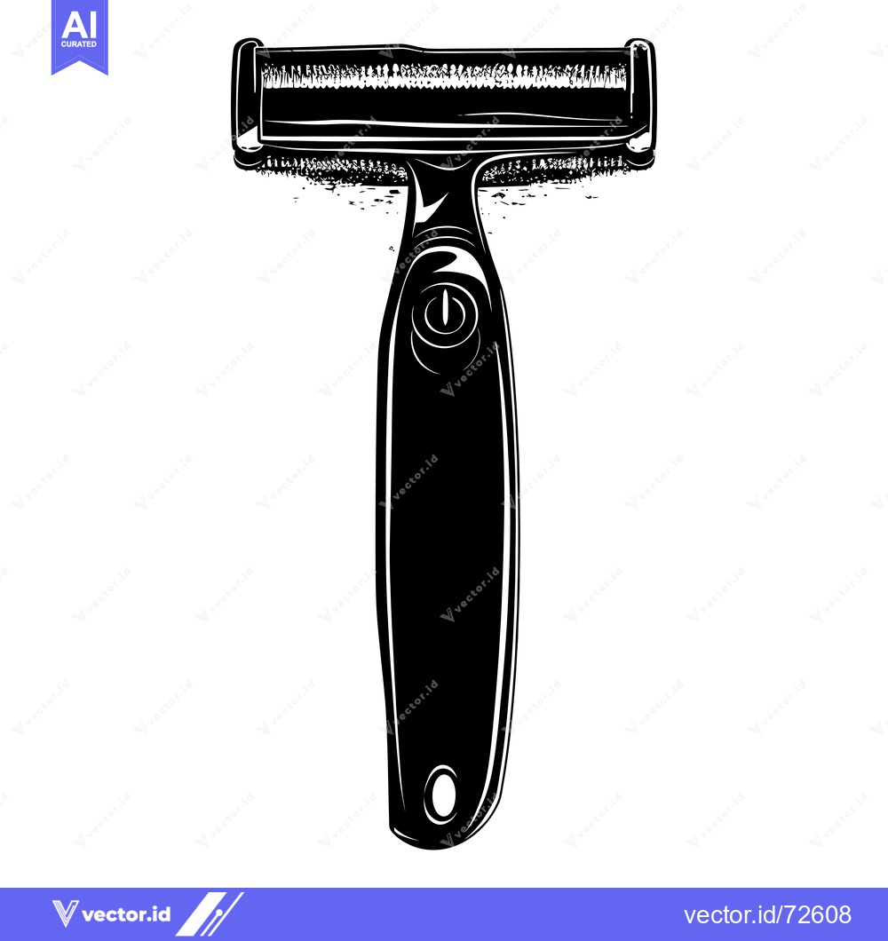 Premium Vector of Black and white illustration of a disposable razor