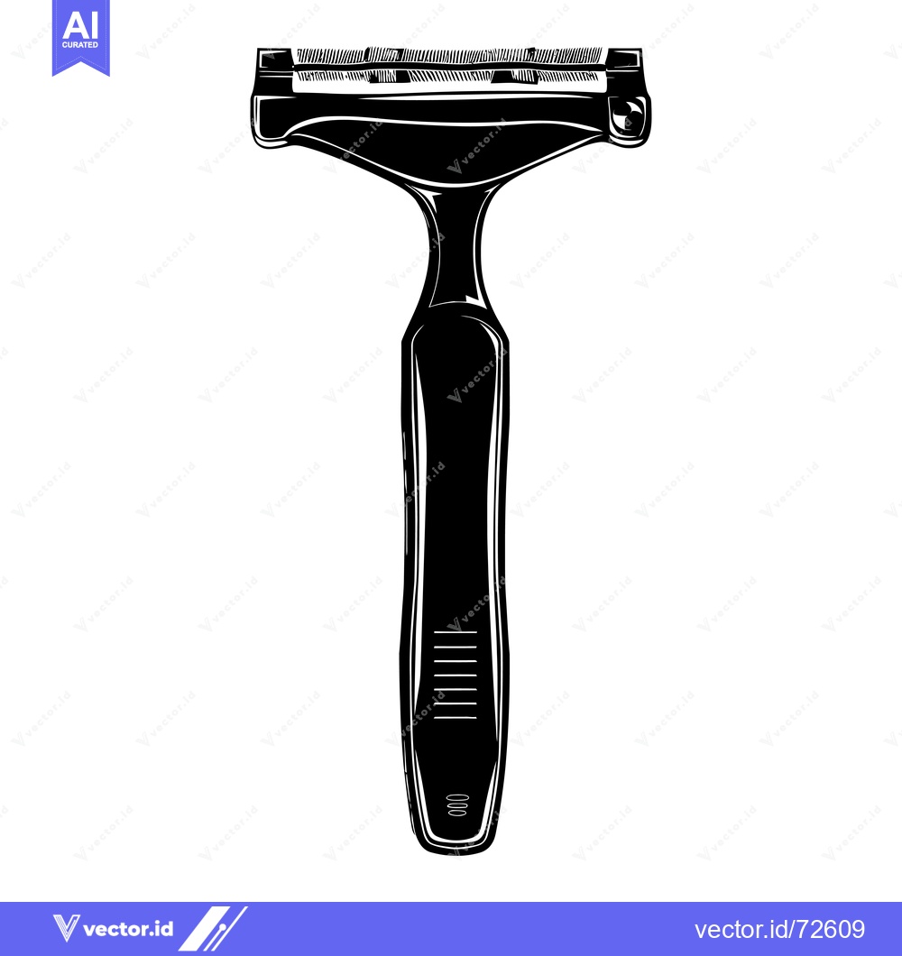 Premium Vector of A Black and White Illustration of a Disposable Razor