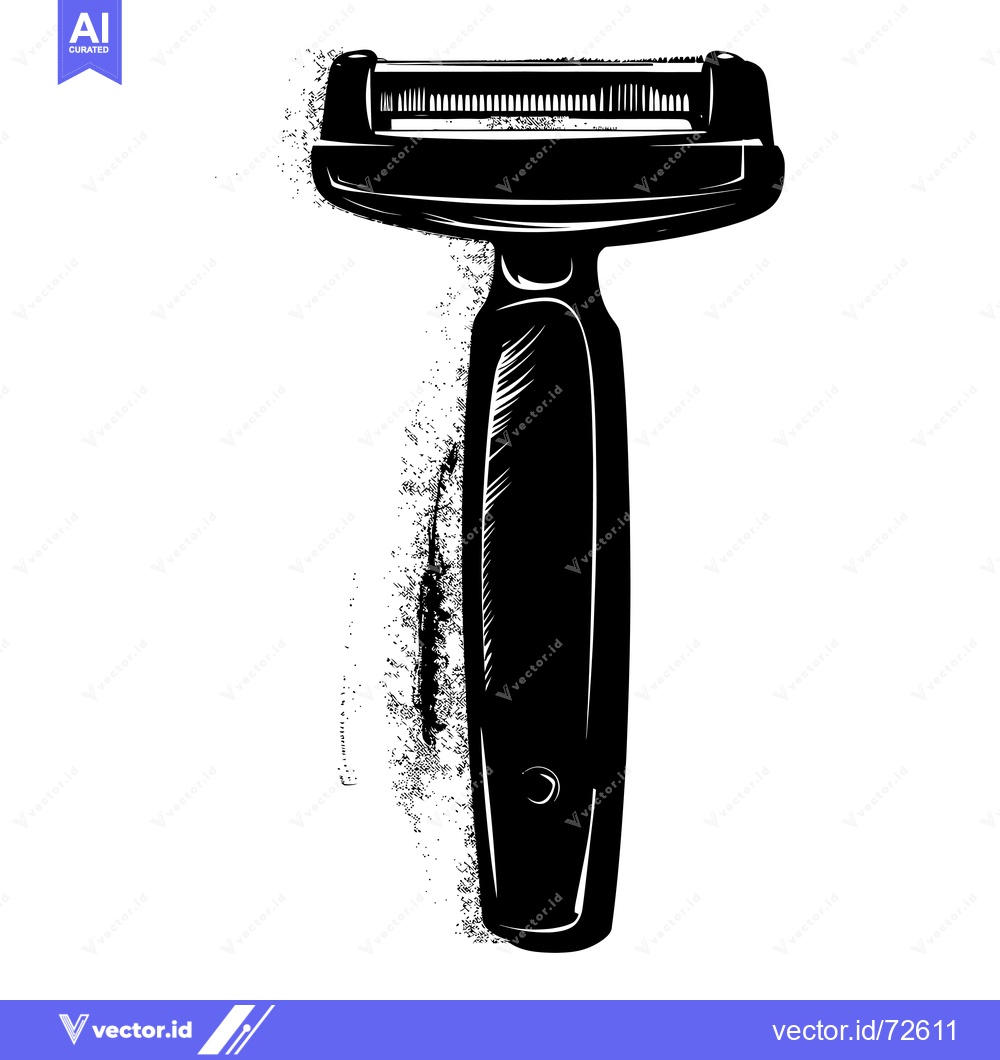 Premium Vector dari Black and White Illustration of a Razor with a Grunge Background