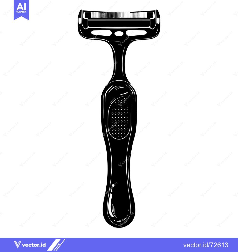 Premium Vector of Black and White Illustration of a Razor