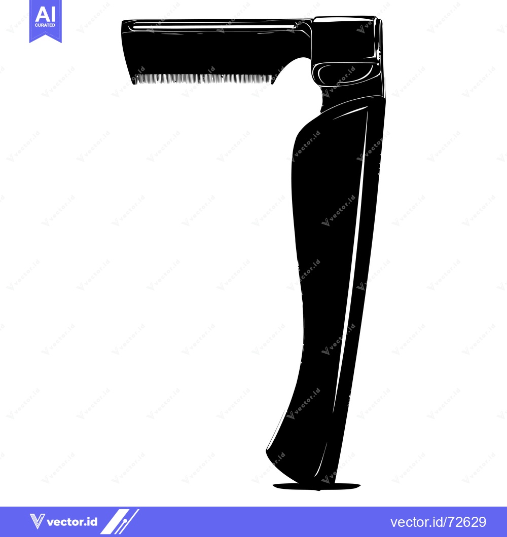 Premium Vector of Black and White Silhouette of a Folding Comb