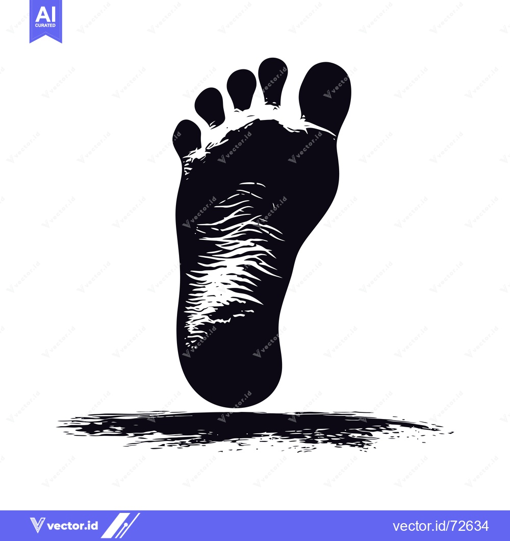 Premium Vector of Black and White Silhouette of a Human Foot with Detailed Lines