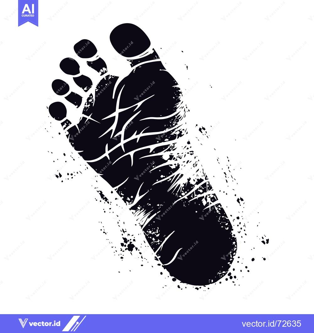 Premium Vector of Black and White Grunge Footprint Illustration