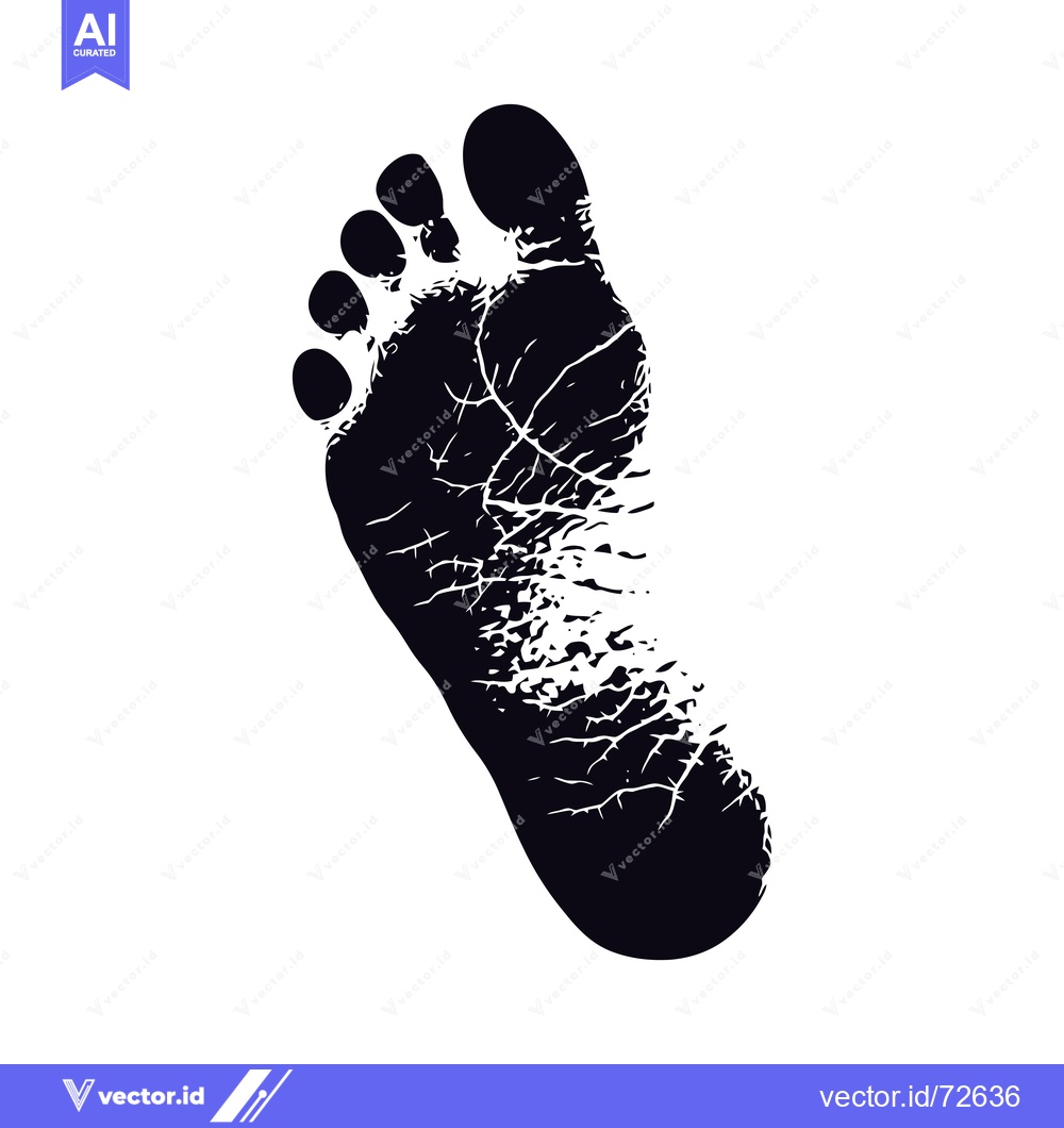 Premium Vector dari A Black and White Footprint of a Bare Human Foot