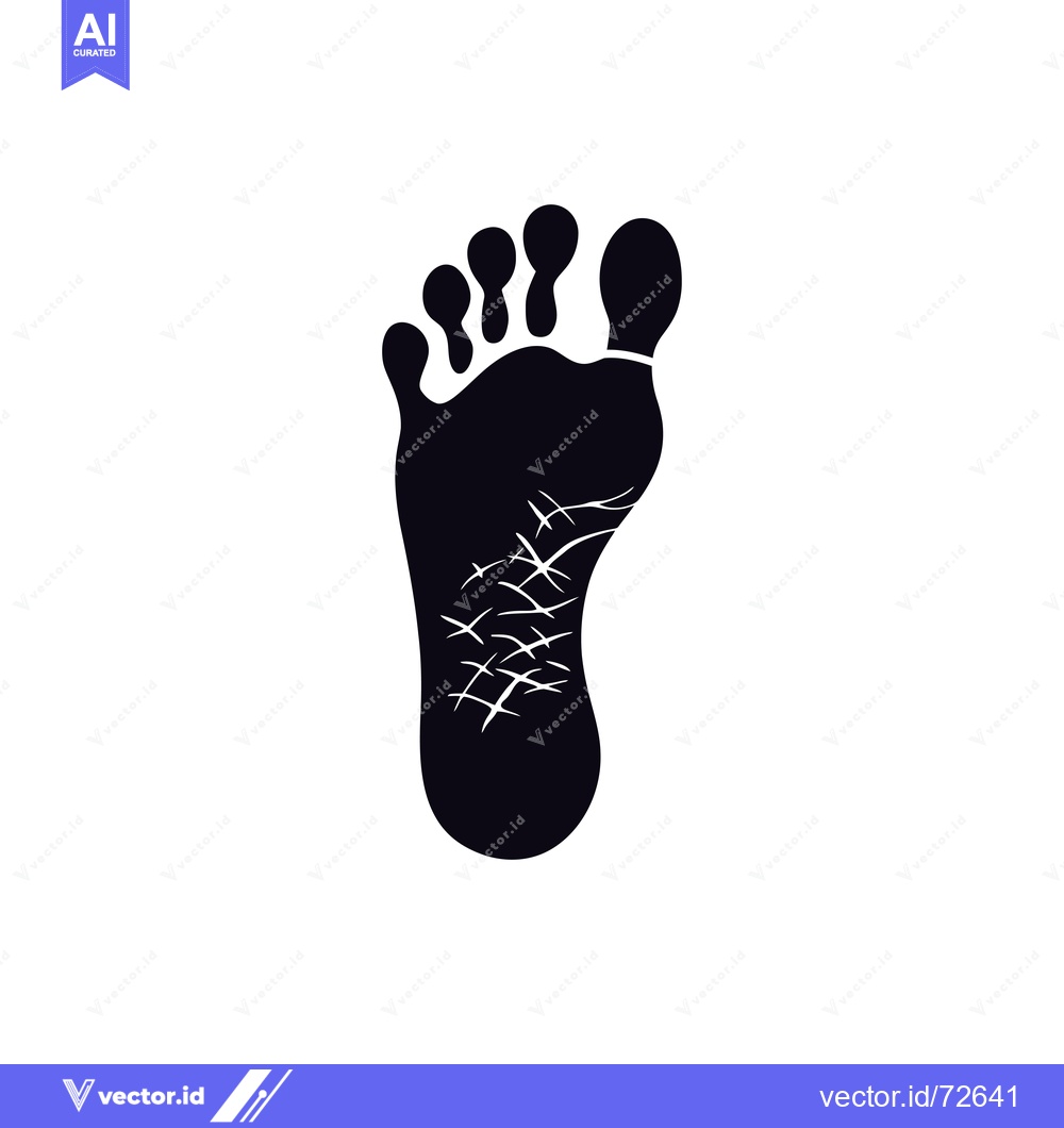 Premium Vector dari Black and white silhouette of a human foot with cracks
