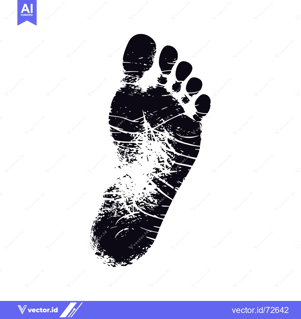 Premium Vector dari A black and white, textured, human footprint.