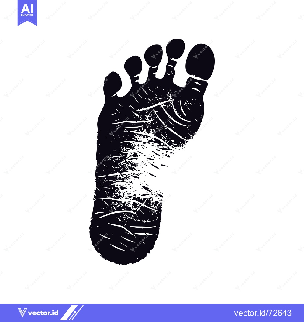 Premium Vector of Black and White Footprint of a Bare Human Foot