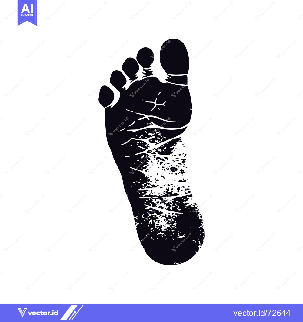 Premium Vector of Black and White Illustration of a Single Footprint