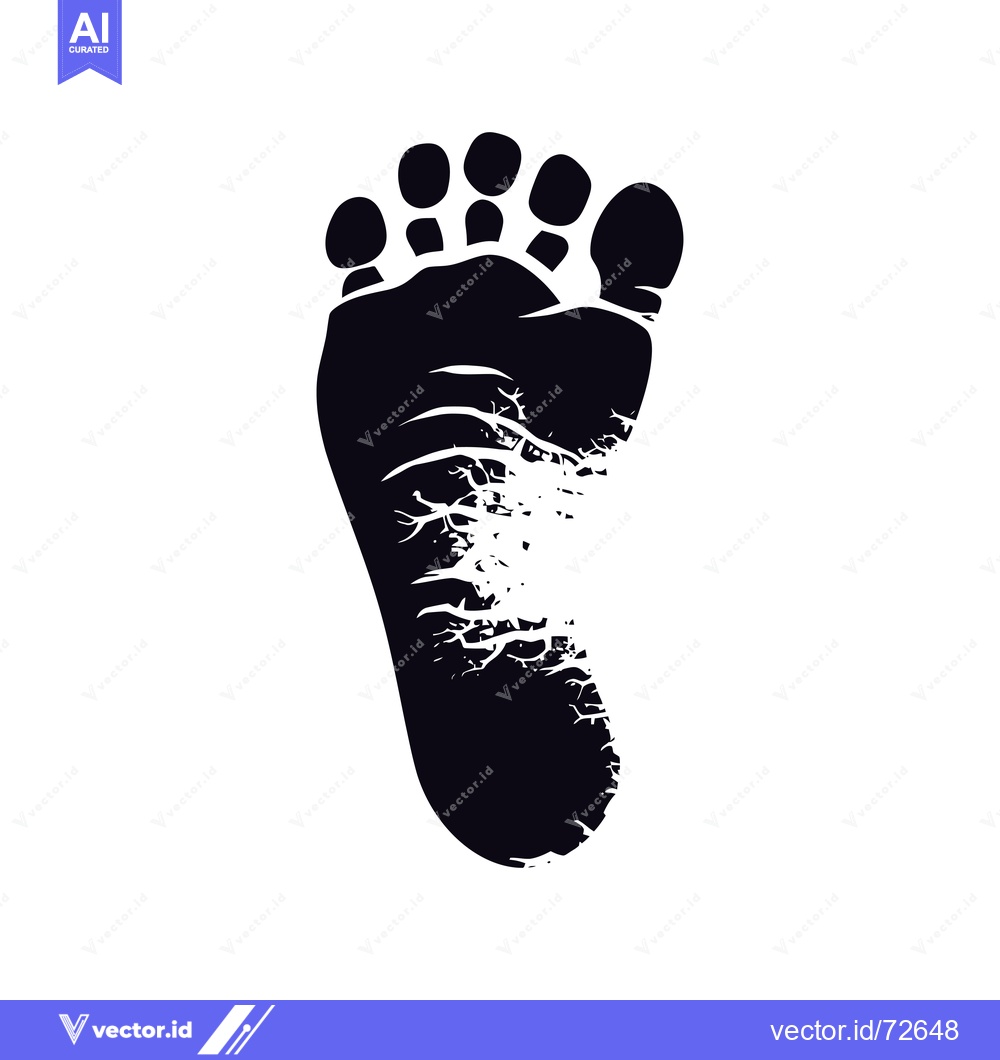 Premium Vector of Black and white silhouette of a foot print with a white outline.