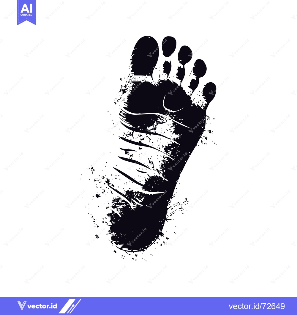 Premium Vector of A Black and White Footprint with Splashes of Ink