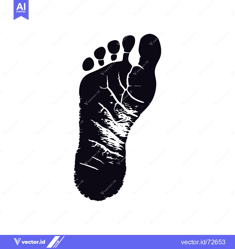 Premium Vector of A Single Black Footprint with Detailed Lines