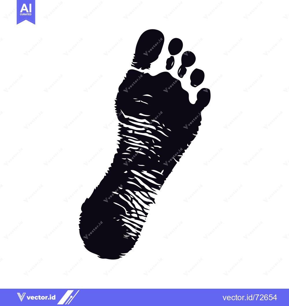 Premium Vector of Black and white silhouette of a single human footprint