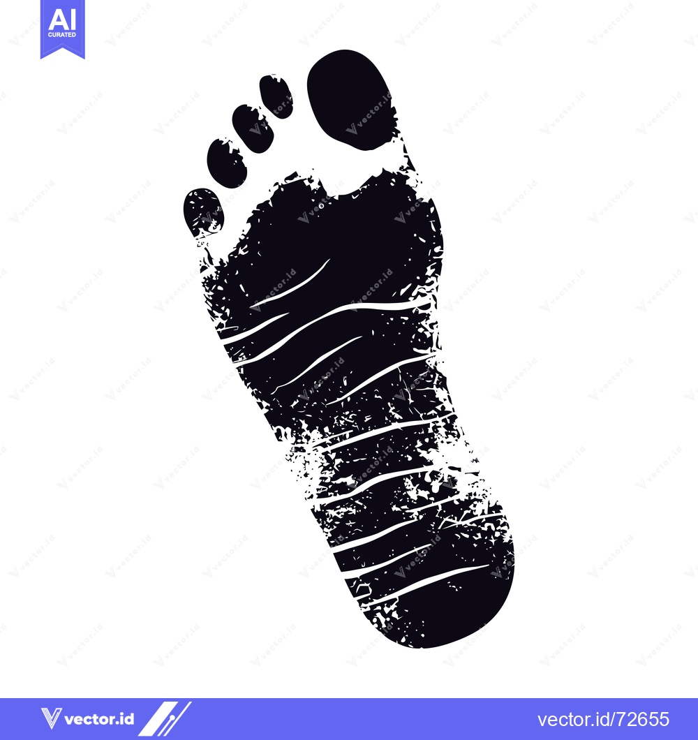 Premium Vector dari A Black and White Footprint with Distressed Texture