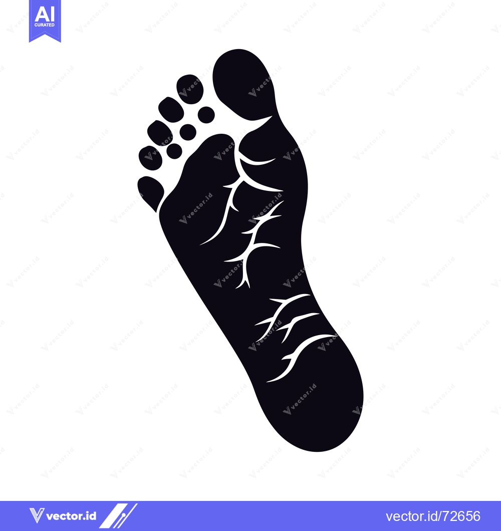 Premium Vector dari Black and white silhouette of a human foot with detailed lines