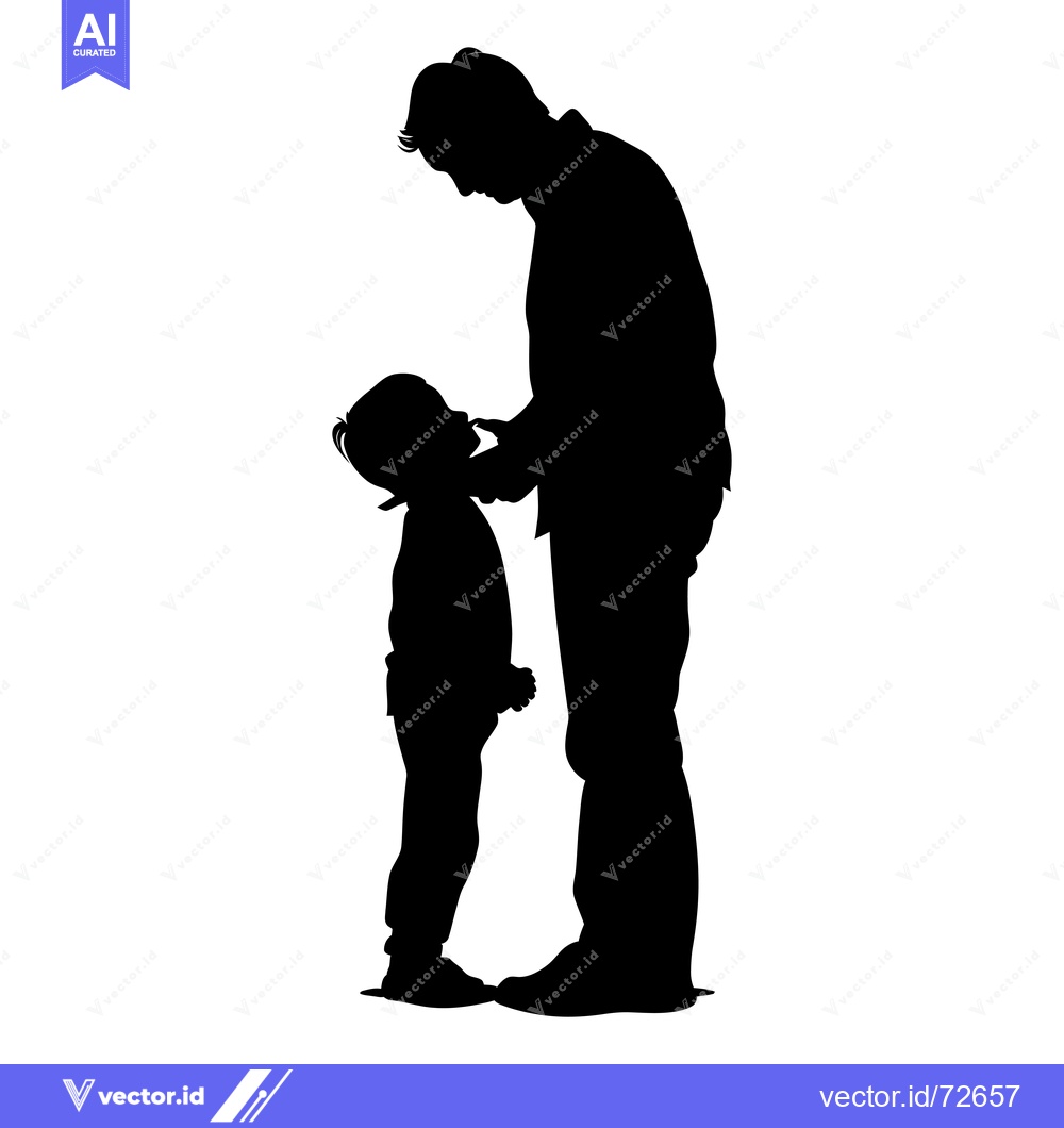 Premium Vector dari Silhouette of a father and son standing close together