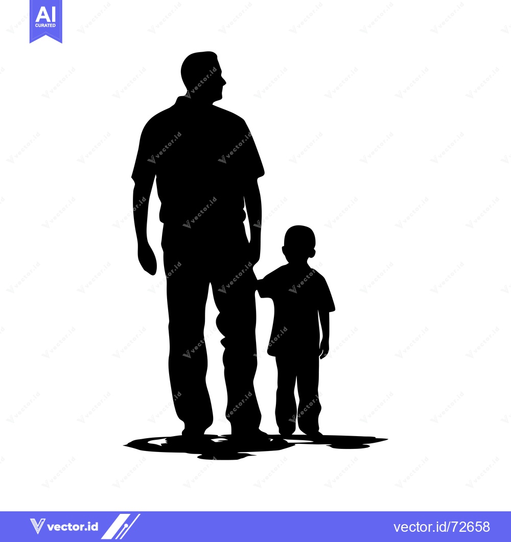 Premium Vector dari Silhouette of a father and his son walking side-by-side