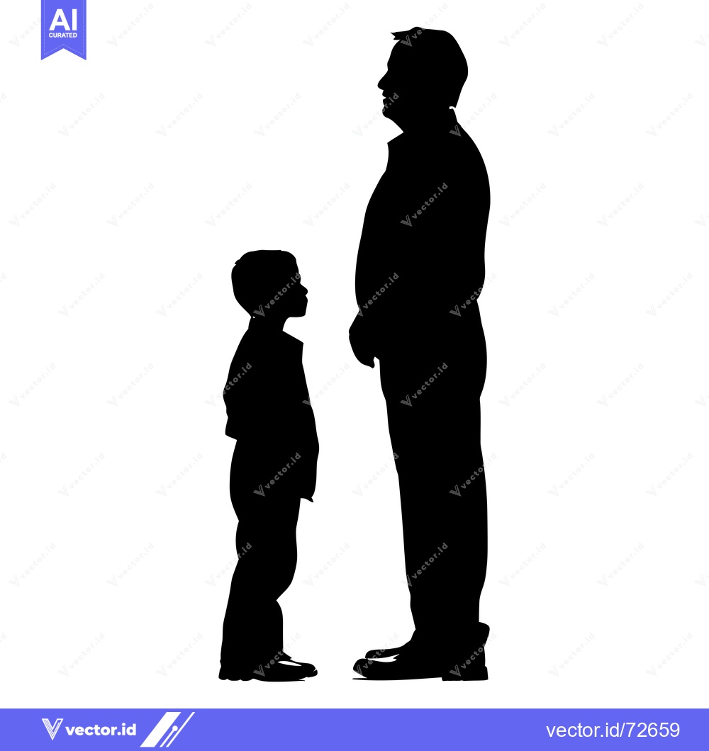 Premium Vector dari Silhouette of a Father and Son Standing Side-by-Side