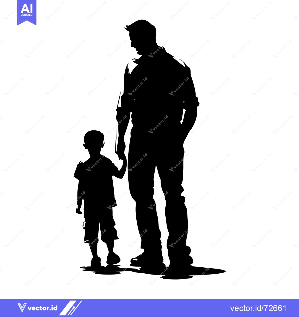 Premium Vector dari Silhouette of a Father and Son Walking Hand in Hand