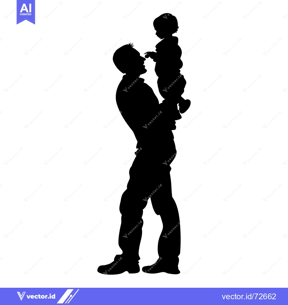 Premium Vector dari Silhouette of a Man Holding a Young Child