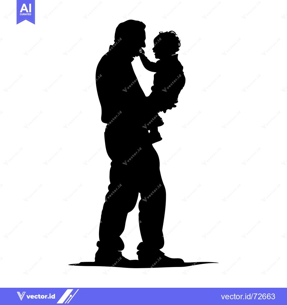 Premium Vector dari Silhouette of a father holding his toddler child