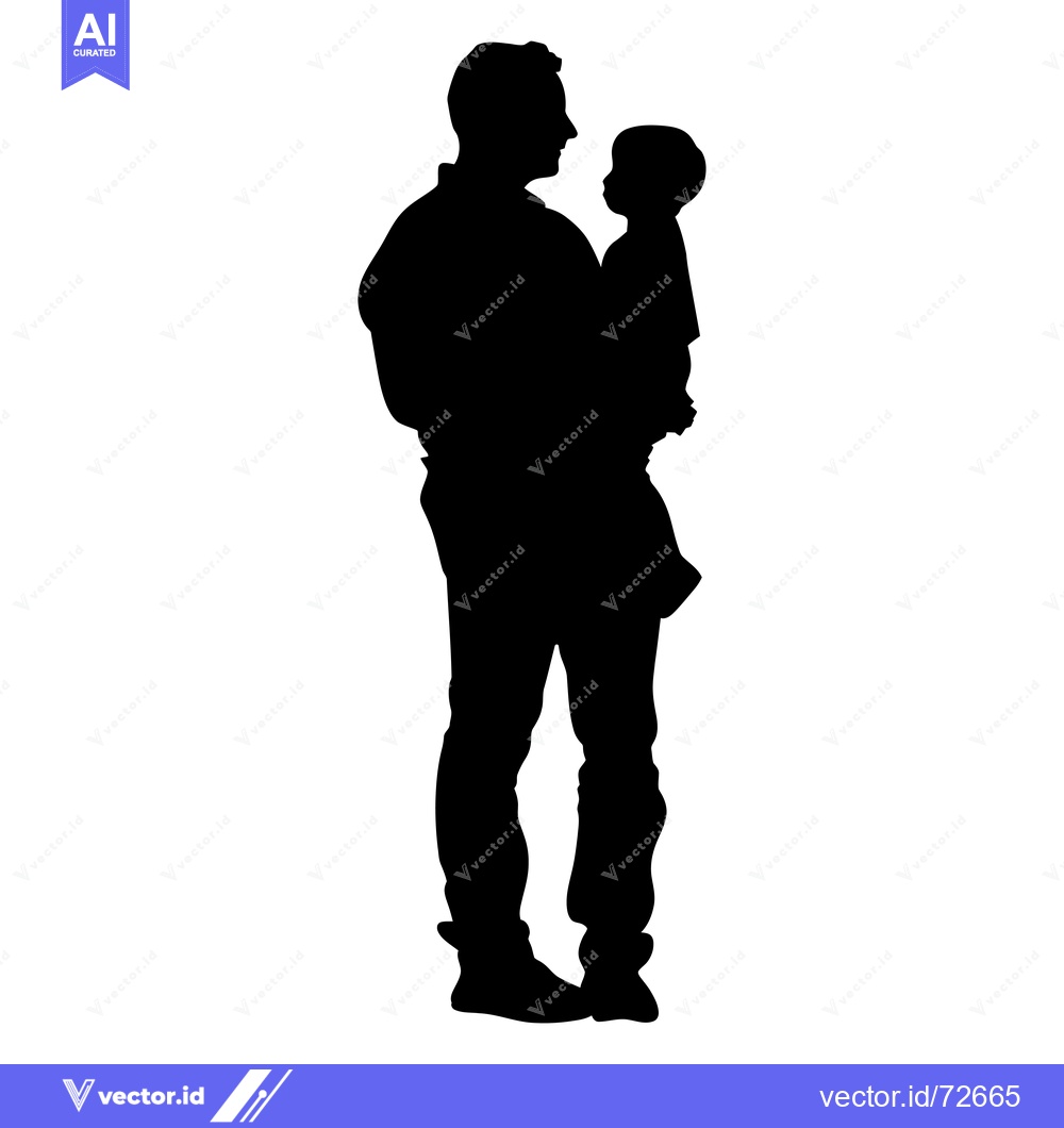 Premium Vector of Silhouette of a Father Holding His Young Child
