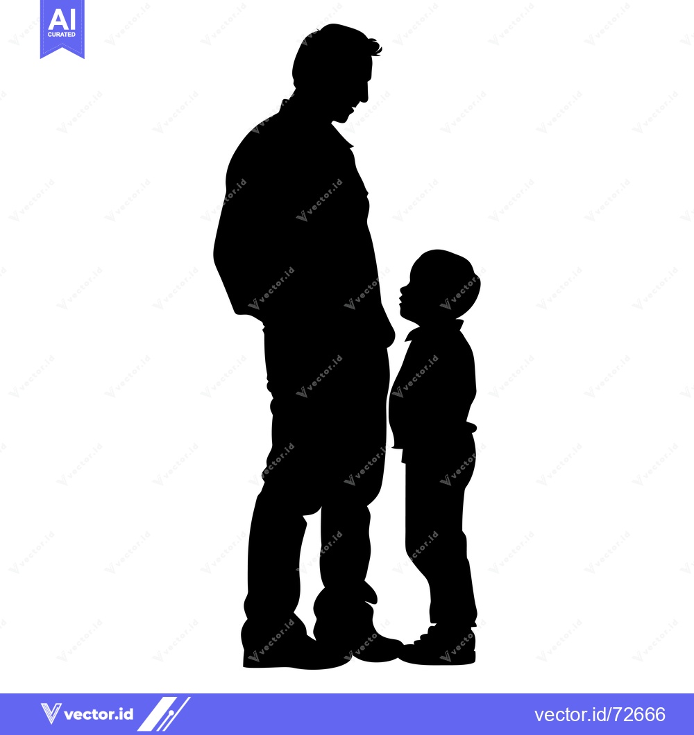 Premium Vector dari Silhouette of a Father and Son Standing Together