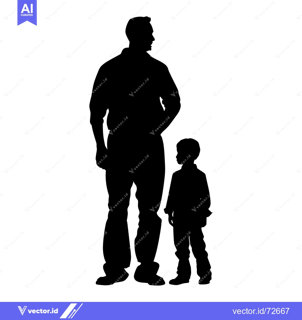 Premium Vector dari Silhouette of a father and son standing together