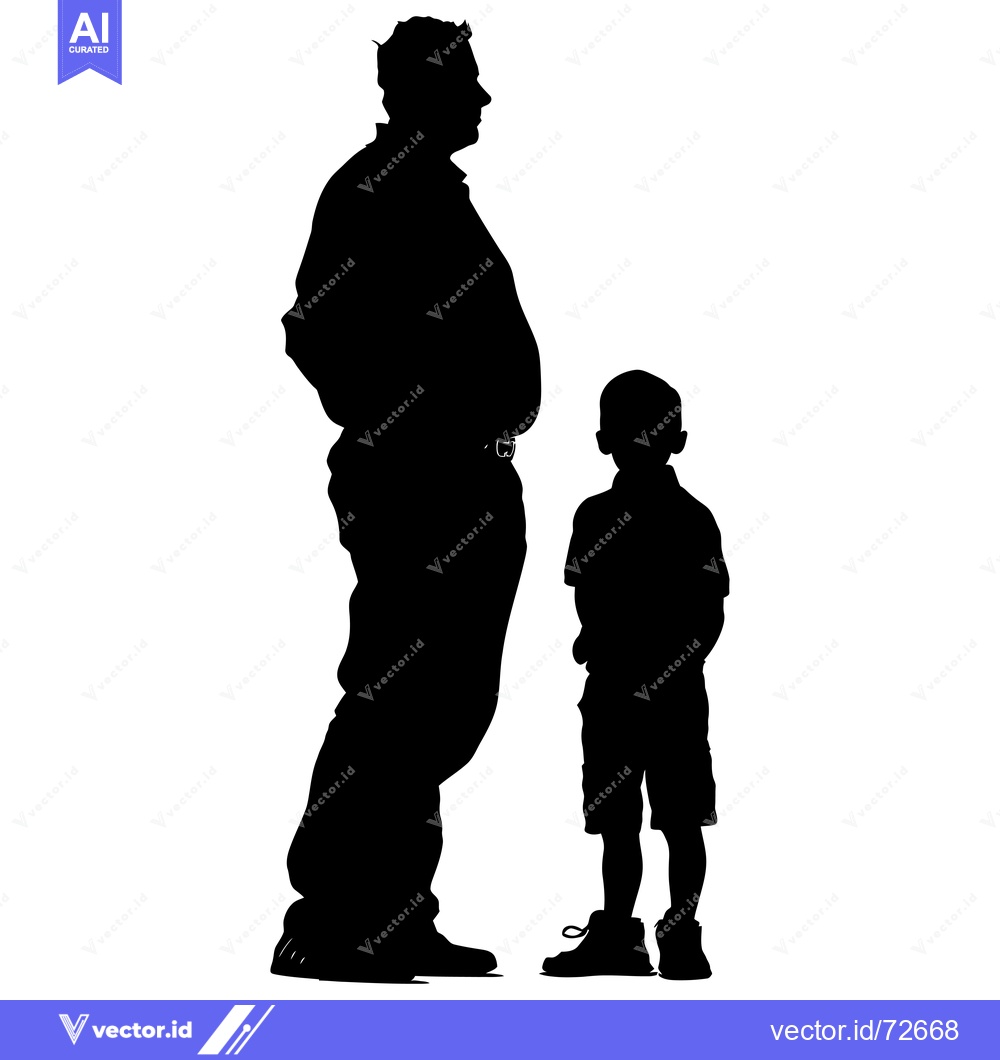 Premium Vector dari Silhouette of a father and his son standing together