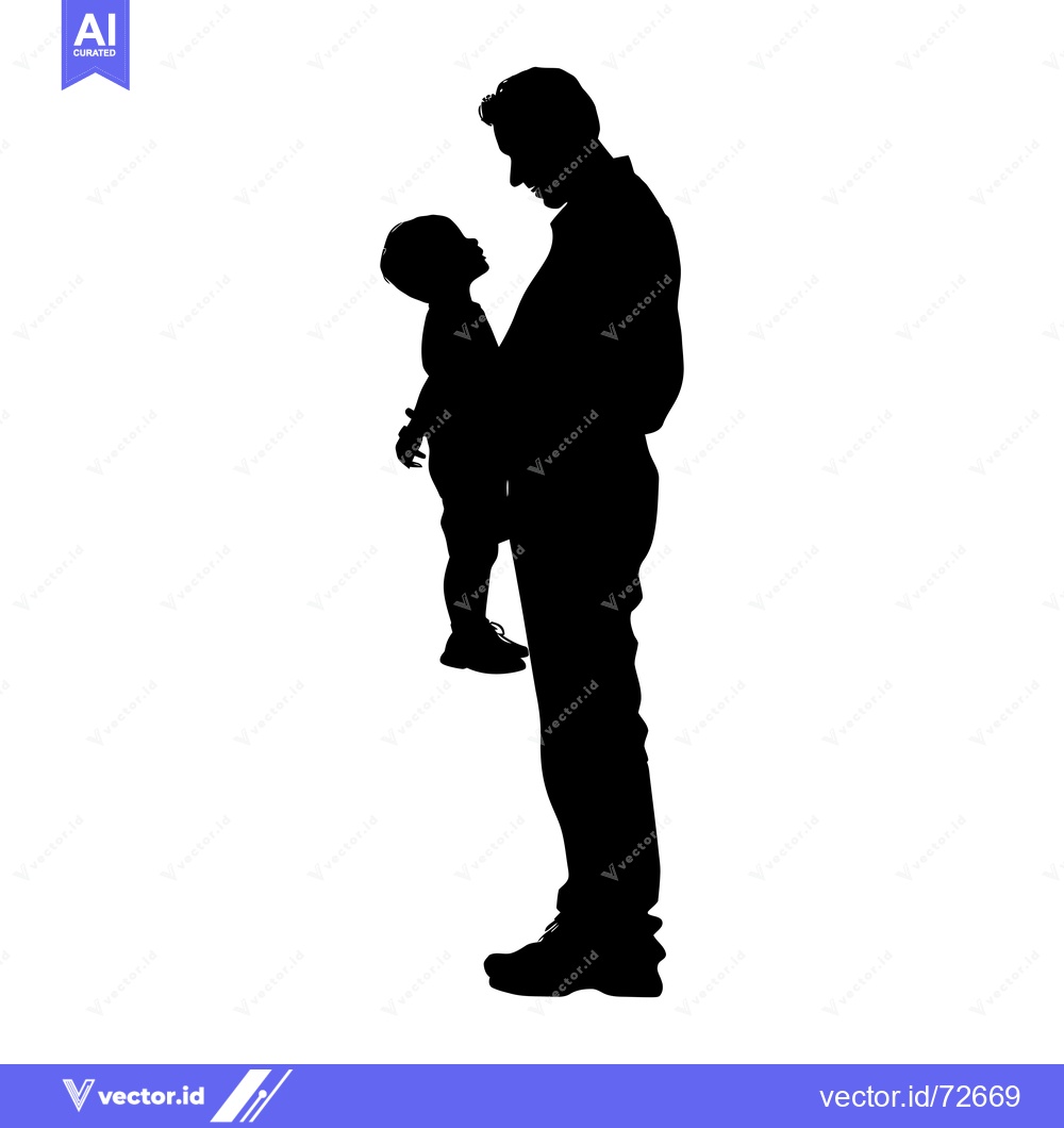 Premium Vector of Silhouette of a father holding his young son