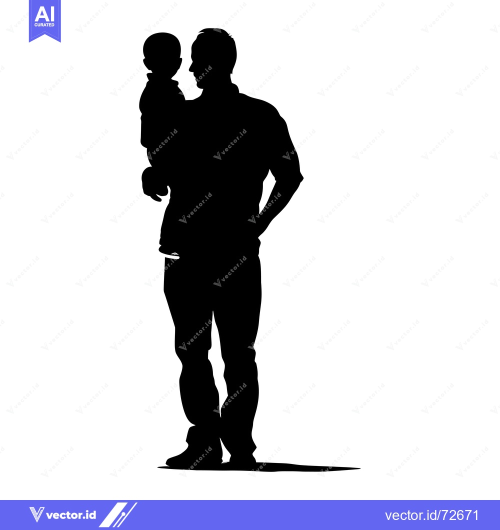 Premium Vector dari Silhouette of a Father Holding His Young Child