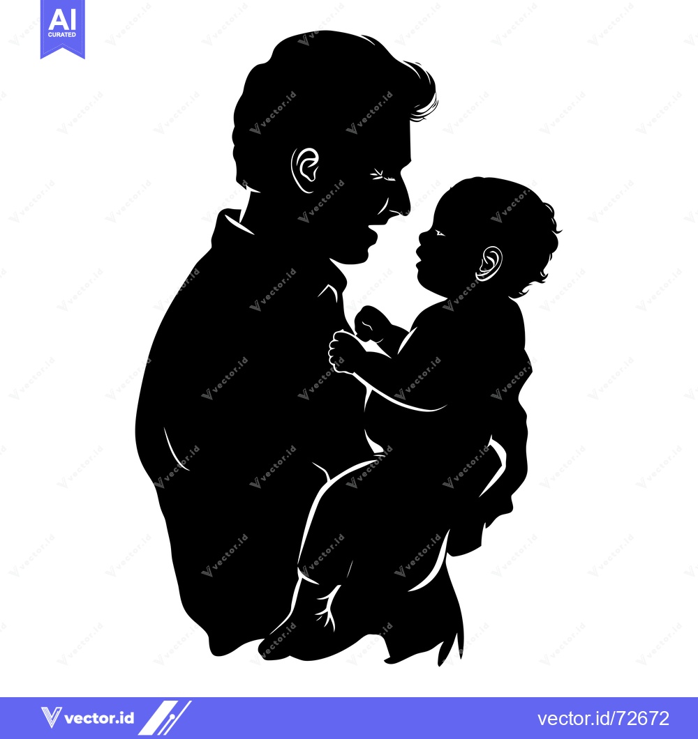 Premium Vector dari Silhouette of a father holding his infant child