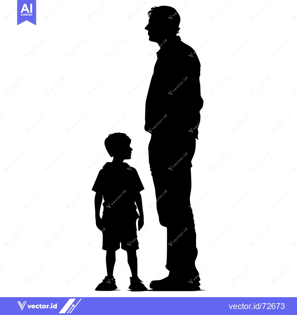Premium Vector dari Silhouette of a Father and Son Standing Together
