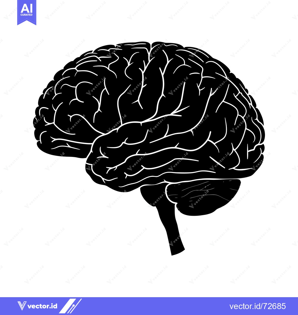 Premium Vector of A Black and White Silhouette of the Human Brain
