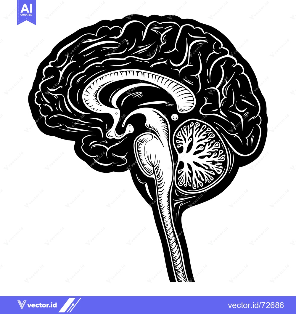 Premium Vector dari Detailed Anatomical Illustration of the Human Brain with Internal Stru