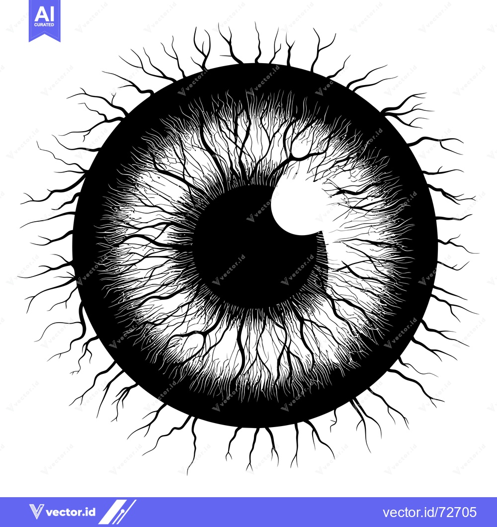 Premium Vector of A Black and White Stylized Illustration of a Veined Eye