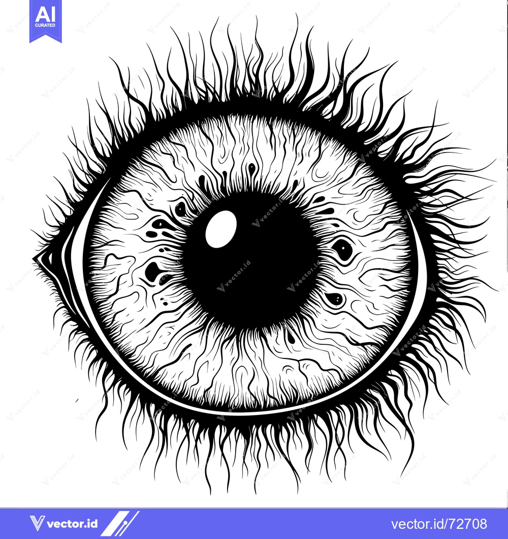 Premium Vector of Detailed Black and White Illustration of a Stylized Human Eye