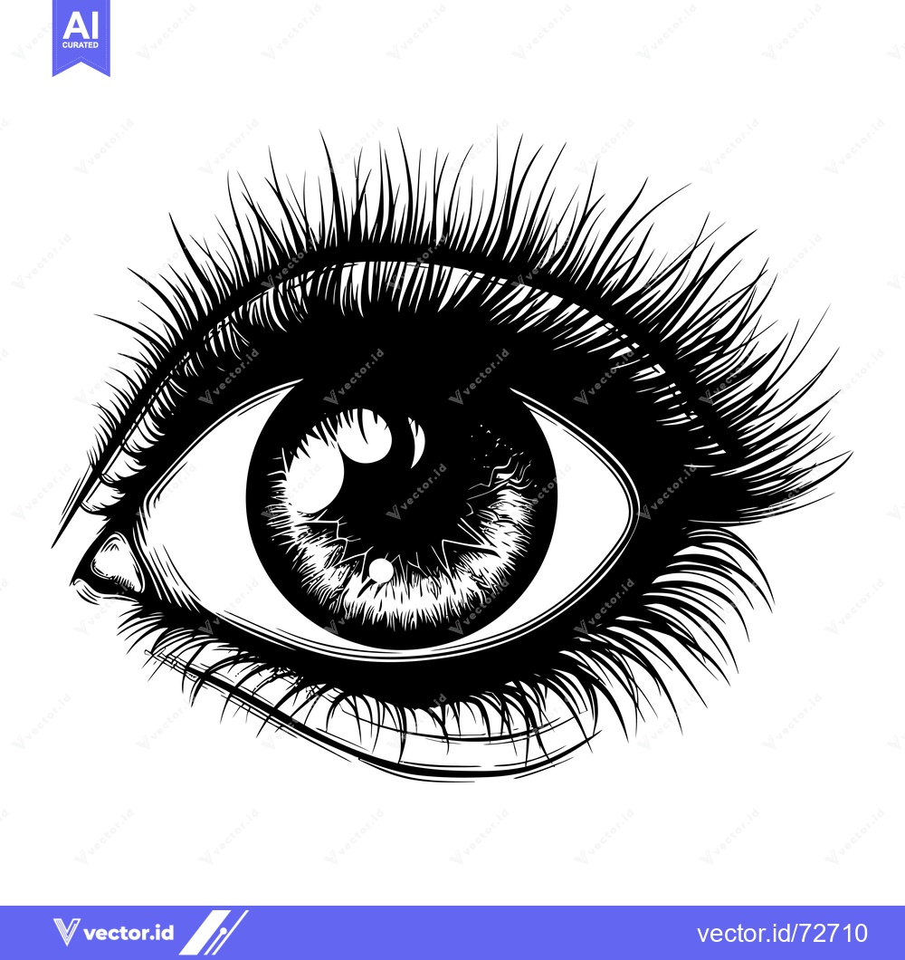 Premium Vector of Black and White Line Drawing of a Human Eye