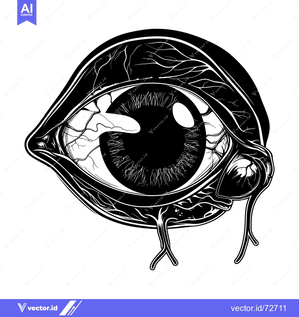Premium Vector dari Detailed Black and White Illustration of a Human Eye