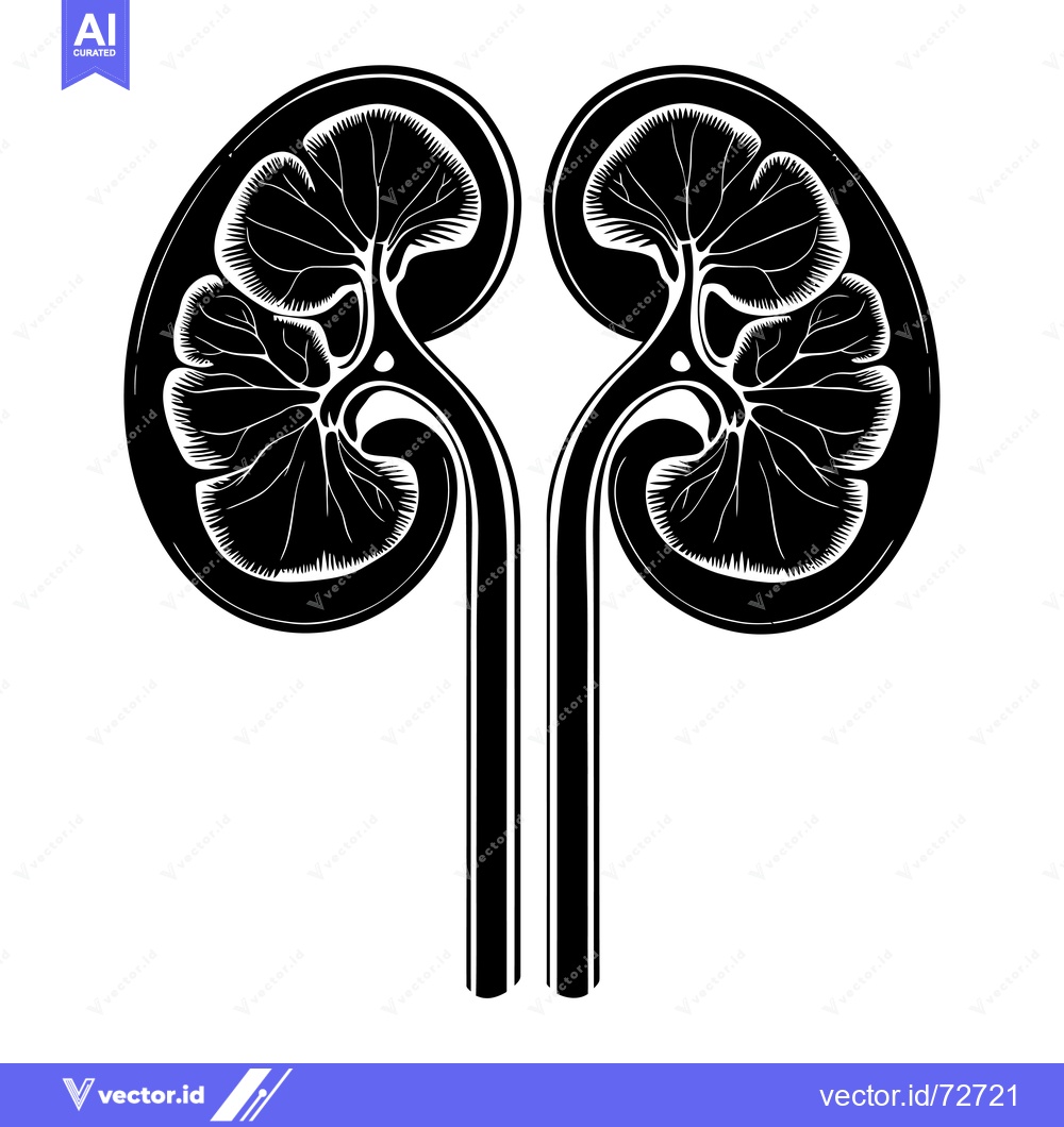 Premium Vector dari Black and White Illustration of Human Kidneys and Ureter